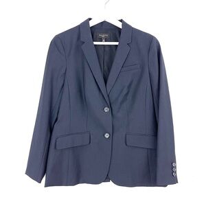 Talbots Petites Navy Blue Stretch Wool Two Button Blazer